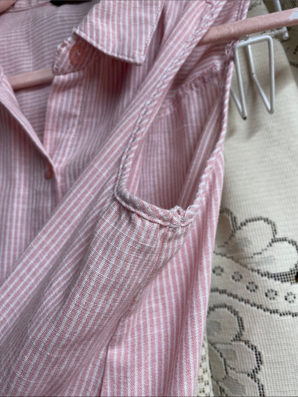 Mlle Gabrielle Pink and White Striped Sleeveless Shirt Dress with Pockets Size M - Picture 7 of 9